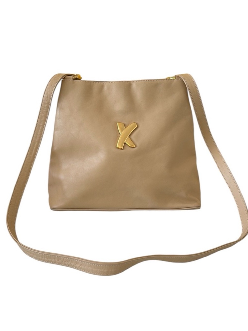 Paloma Picasso Vintage Beige Leather Crossbody Shoulder bag